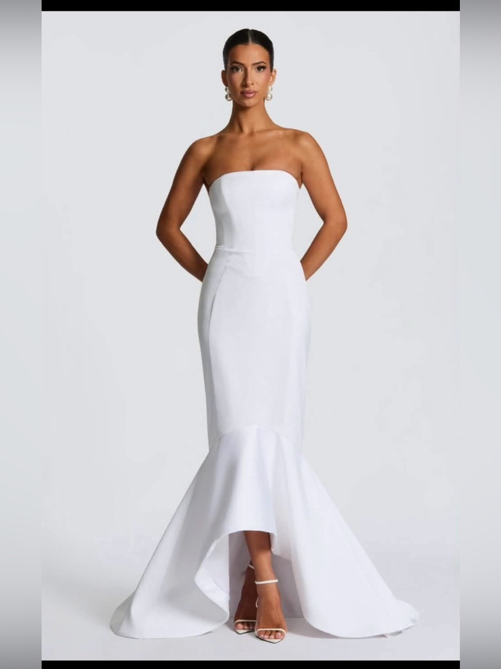 Strapless White Mermaid Evening Dress